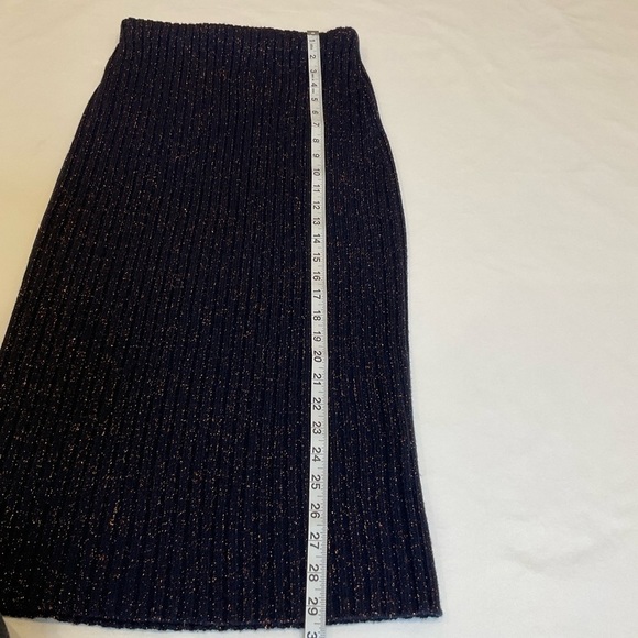 Rag & Bone Jubilee Merino Metallic Ribbed Knit Midi Skirt in Navy Size  S/P - Picture 9 of 12